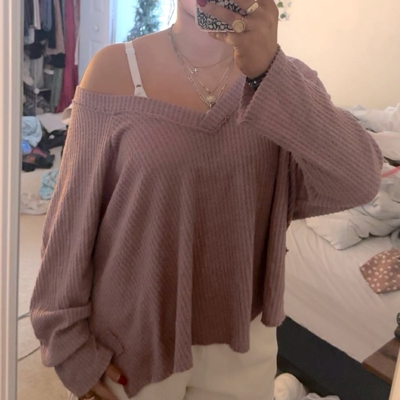 Project Social T Pink Off the Shoulder Sweater - Picture 1 of 4